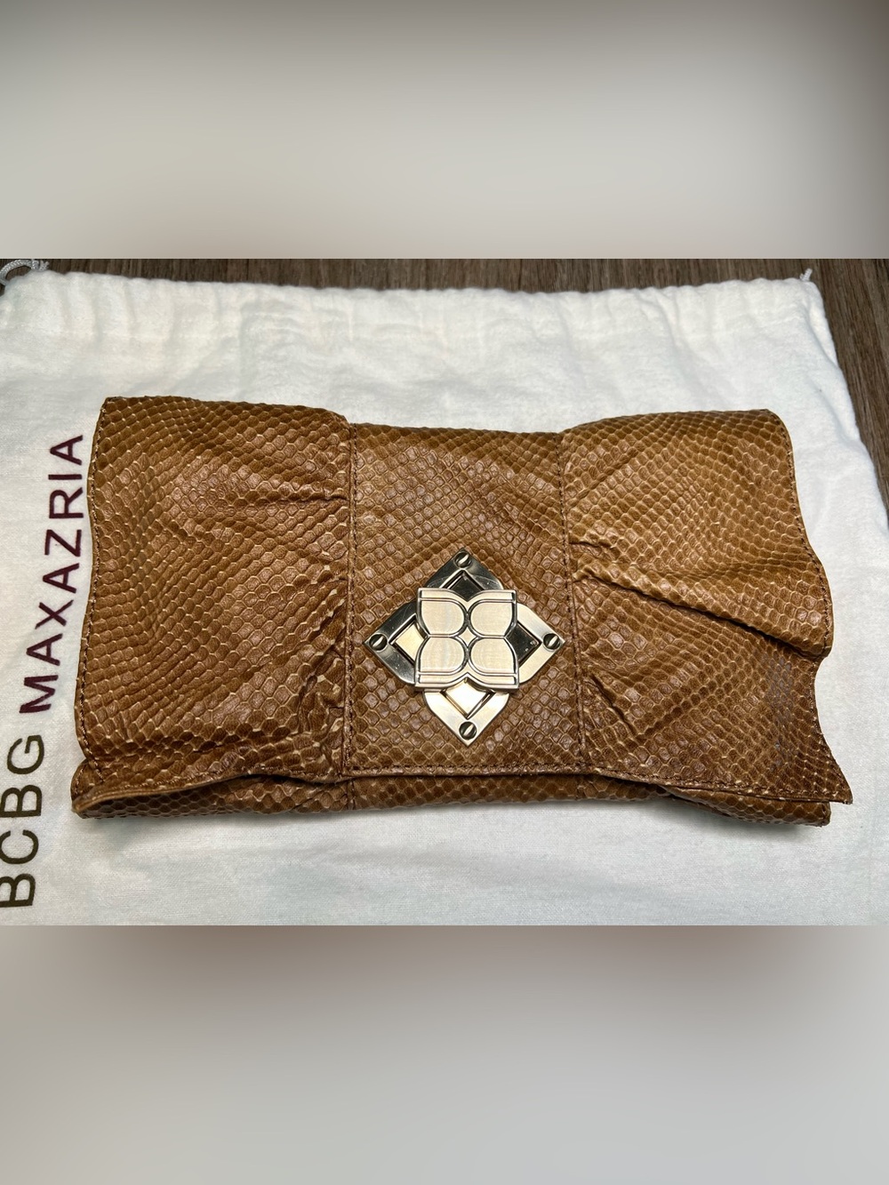 BCBGMaxAzria Cognac Textured Clutch